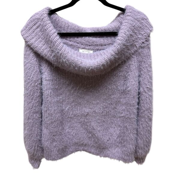 Sweaters - Fashion On Earth Purple Fuzzy Off Shoulder Sweater. Womens. Sz L